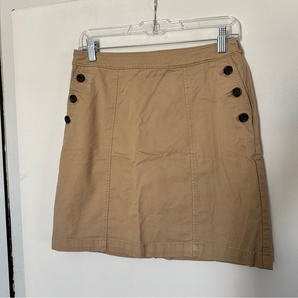 Banana Republic Tan Mini Skirt with Button Accents